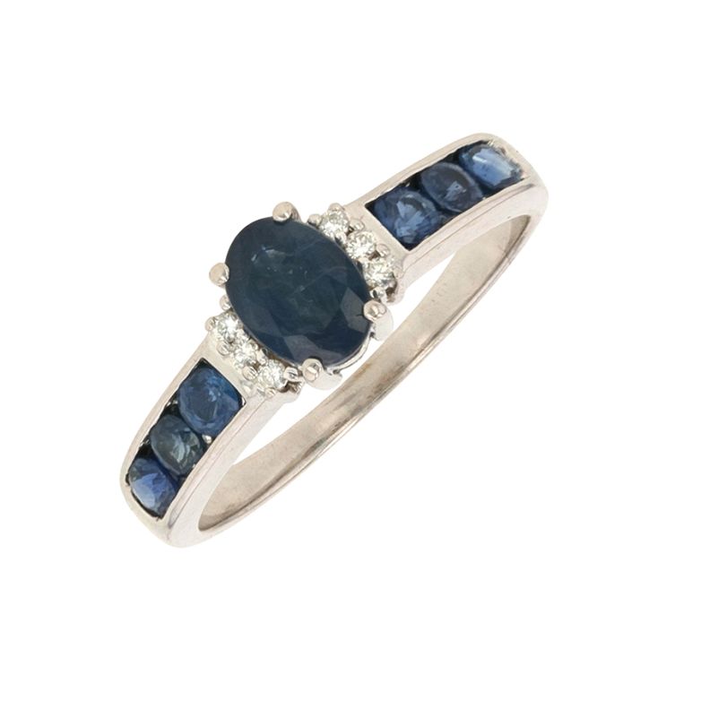Bague saphirs 1.13 carat et diamants 0.03 carat or blanc 3.97g Comme neuf -  reconditionné disponible sur Gemme Les Bijoux
